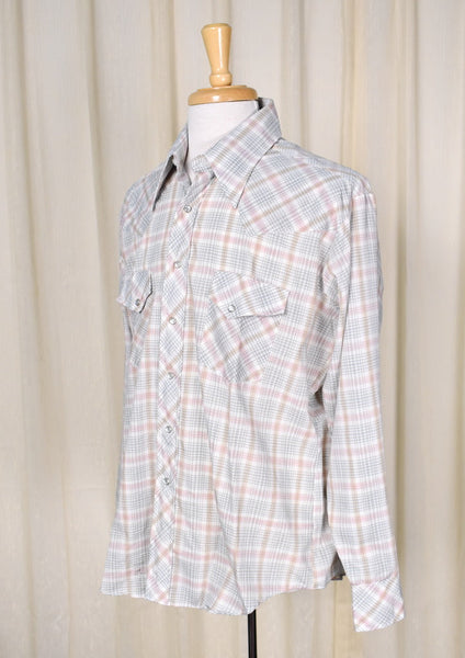 1970s Vintage Plaid Pastel Shirt Cats Like Us