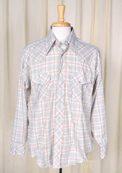 1970s Vintage Plaid Pastel Shirt Cats Like Us