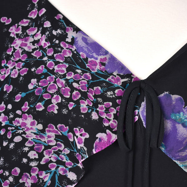 1970s Vintage Purple Flower Flowy Dress Cats Like Us