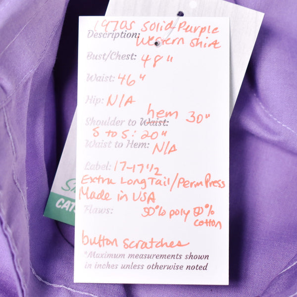 1970s Vintage Purple Western Shirt Cats Like Us