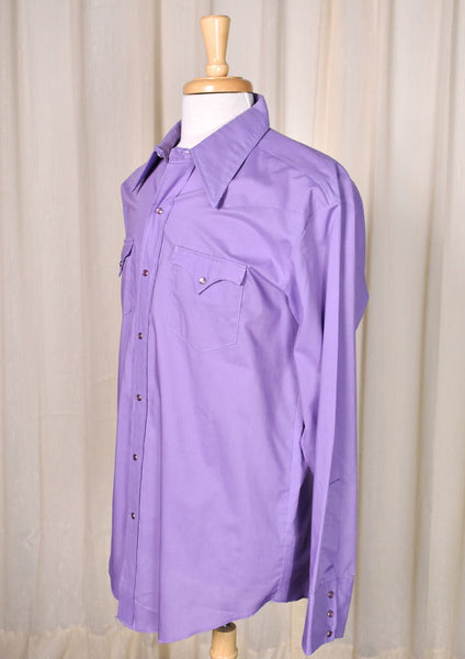 1970s Vintage Purple Western Shirt Cats Like Us