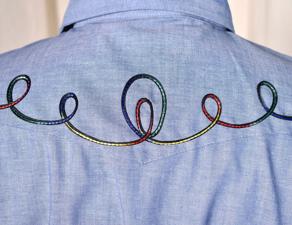1970s Vintage Rainbow Swirl Shirt with Tie Cats Like Us