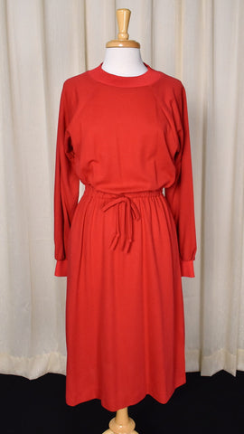 1970s Vintage Red Knit Stretchy Dress Cats Like Us