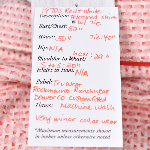 1970s Vintage Red & White Shirt w/ Tie Cats Like Us