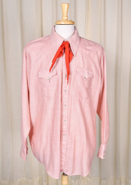 1970s Vintage Red & White Shirt w/ Tie Cats Like Us