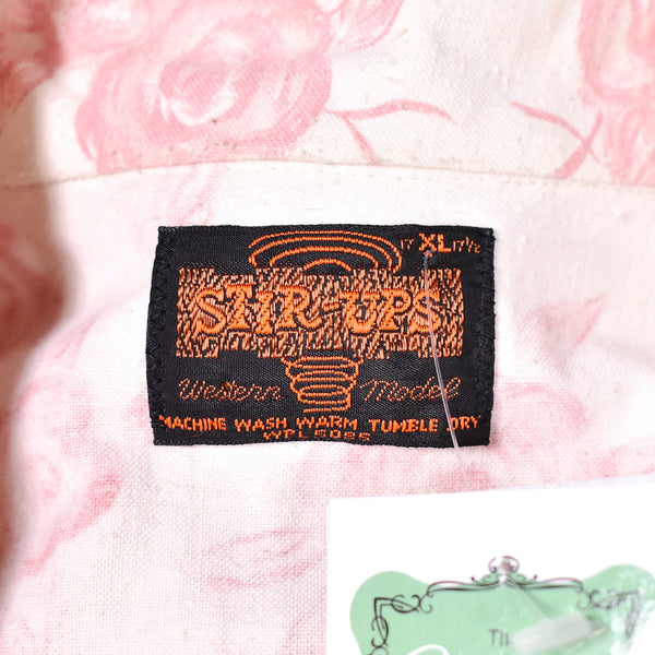 1970s Vintage Roses Western Shirt with Tie Cats Like Us