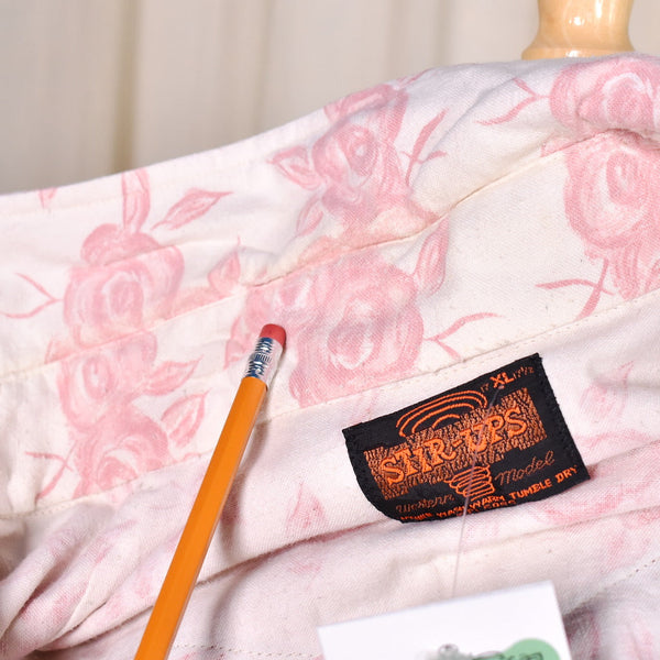 1970s Vintage Roses Western Shirt with Tie Cats Like Us