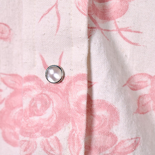 1970s Vintage Roses Western Shirt with Tie Cats Like Us