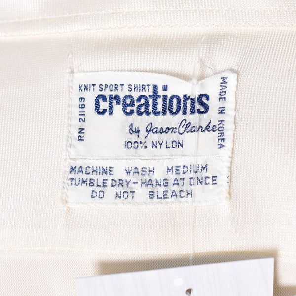 1970s Vintage Shiny Cream Disco Shirt Cats Like Us