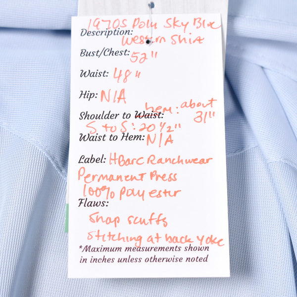 1970s Vintage Sky Blue Polyester Shirt Cats Like Us