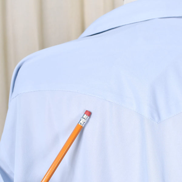 1970s Vintage Sky Blue Polyester Shirt Cats Like Us