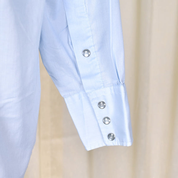 1970s Vintage Sky Blue Western Shirt Cats Like Us