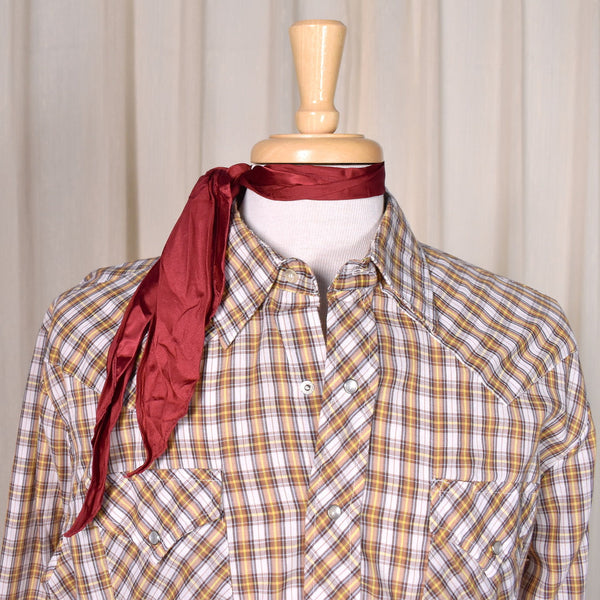 1970s Vintage Small Plaid Shirt with Tie Cats Like Us