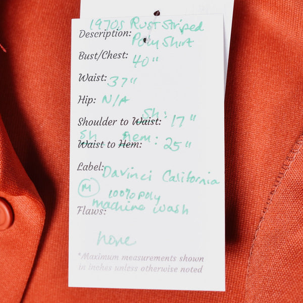 1970s Vintage Striped Rust Polo Shirt Cats Like Us