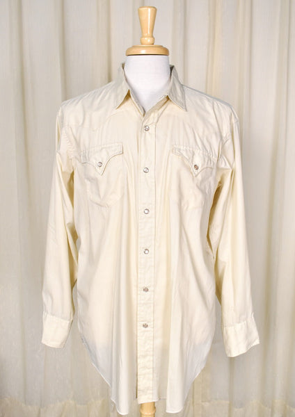 1970s Vintage Tan Western Shirt Cats Like Us