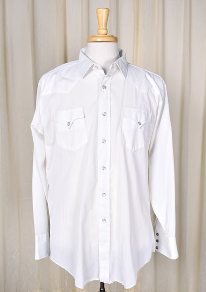 1970s Vintage White Polyester Shirt Cats Like Us