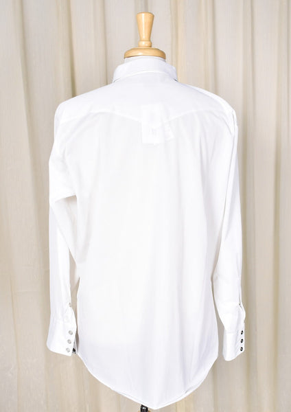 1970s Vintage White Polyester Shirt Cats Like Us