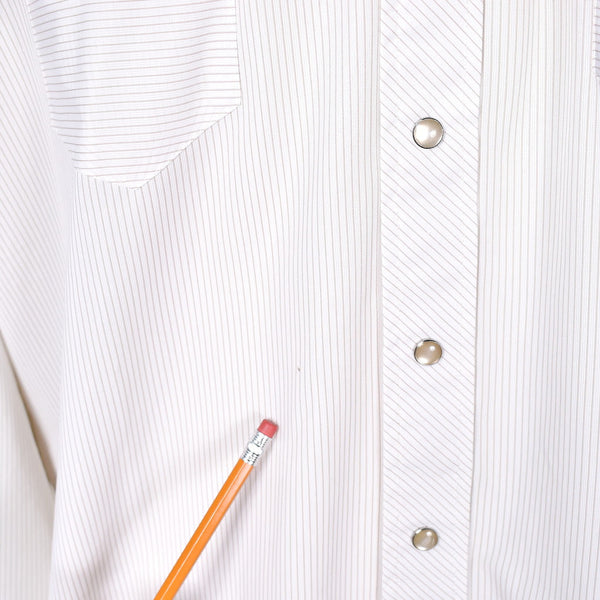 1970s Vintage White & Tan Striped Shirt Cats Like Us