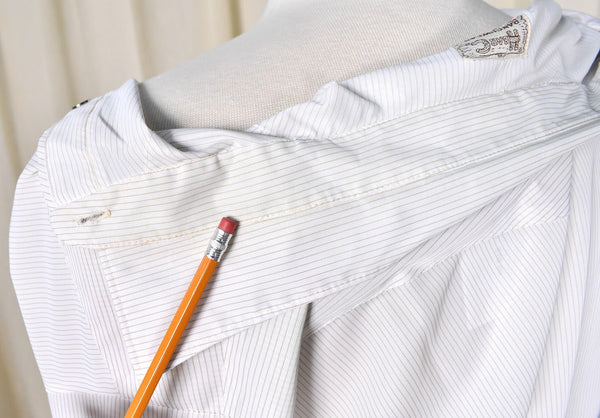 1970s Vintage White & Tan Striped Shirt Cats Like Us