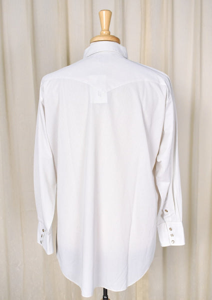 1970s Vintage White & Tan Striped Shirt Cats Like Us