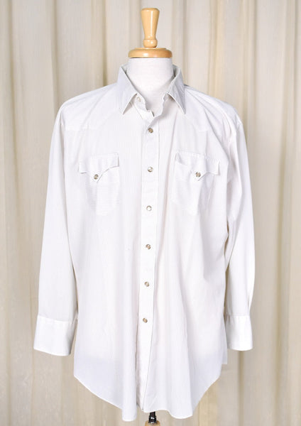 1970s Vintage White & Tan Striped Shirt Cats Like Us