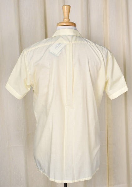1970s Vintage Yellow Pleat Pocket Shirt Cats Like Us