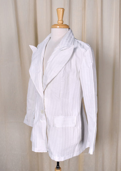1970s White Seersucker Blazer Cats Like Us