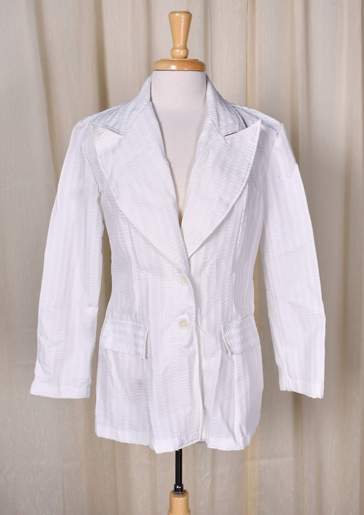 1970s White Seersucker Blazer – Cats Like Us