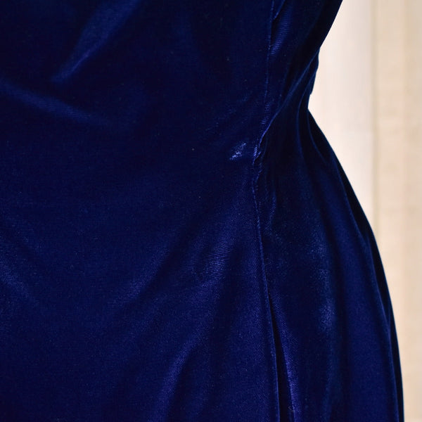 1980s Blue Velvet Puff Dress Cats Like Us