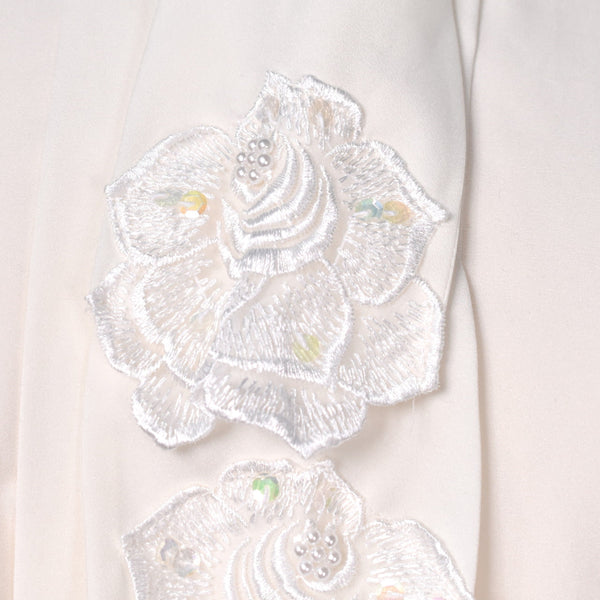 1980s Cream Rose Pearl & Sequin Blouse Cats Like Us