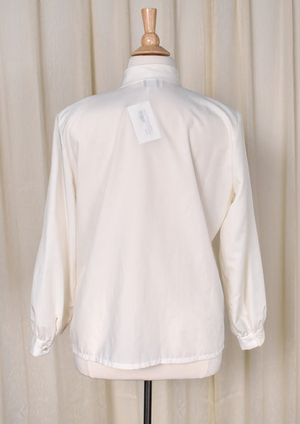 1980s Cream Rose Pearl & Sequin Blouse Cats Like Us
