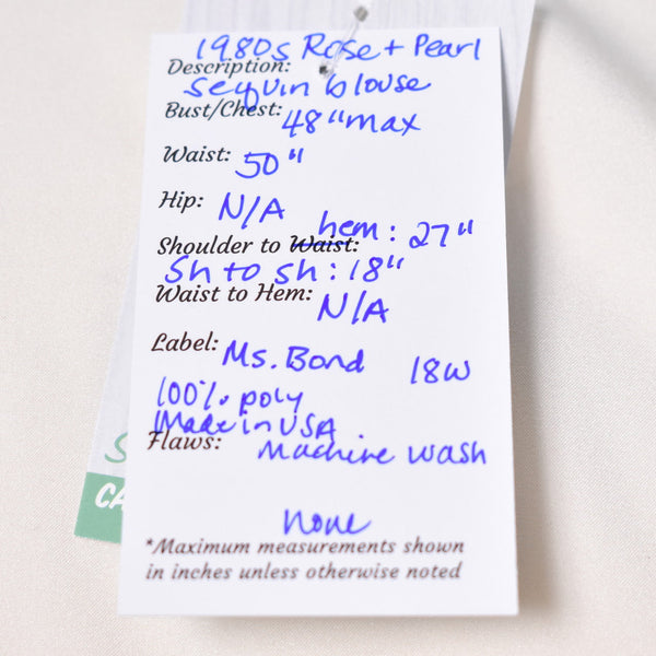 1980s Cream Rose Pearl & Sequin Blouse Cats Like Us