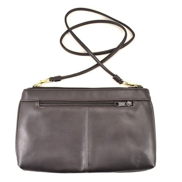 1980s Dark Brown Leather Shoulder Bag Cats Like Us