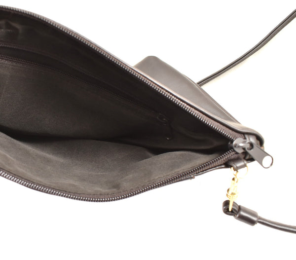 1980s Dark Brown Leather Shoulder Bag Cats Like Us