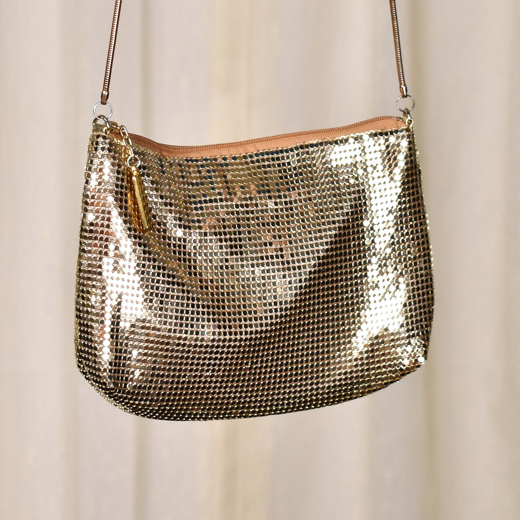 Gold mesh handbag best sale