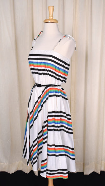 1980s Rainbow Stripe Sun Dress Cats Like Us