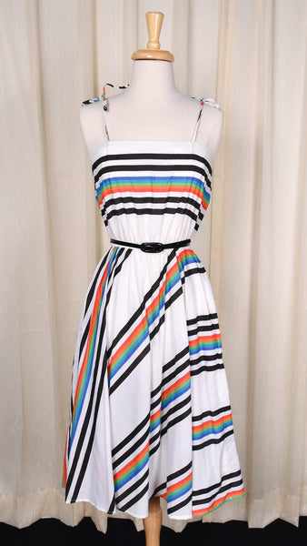 1980s Rainbow Stripe Sun Dress Cats Like Us