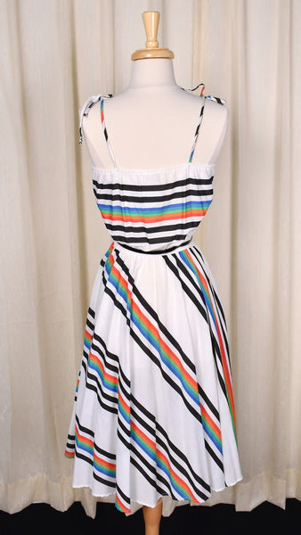 1980s Rainbow Stripe Sun Dress Cats Like Us