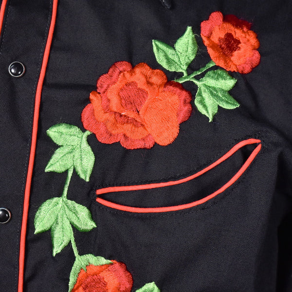 1980s Red Roses Vintage Western Shirt Cats Like Us