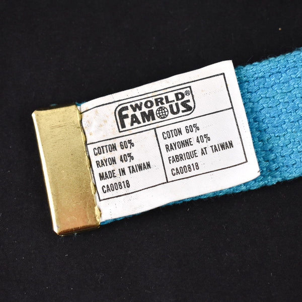 1980s Sky Blue Adjustable Belt w Gold Slide Closure Cats Like Us