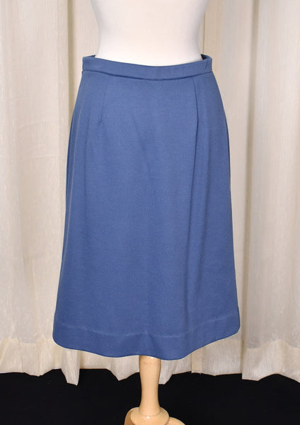 1980s Steel Blue Knit Skirt Set Cats Like Us