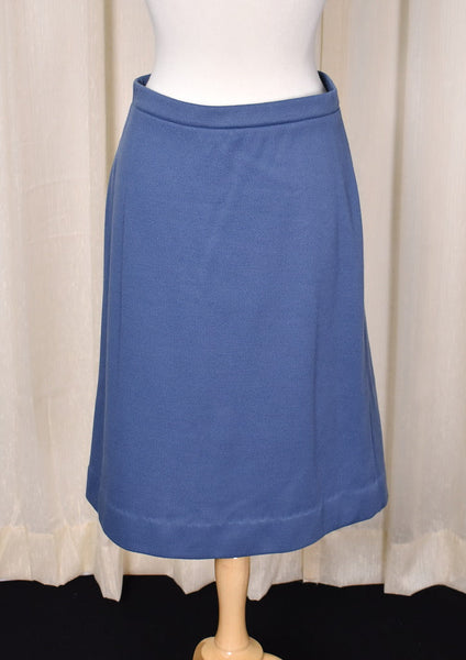 1980s Steel Blue Knit Skirt Set Cats Like Us