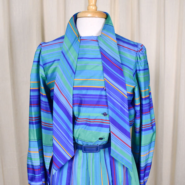 1980s Striped Secretary Dress Cats Like Us