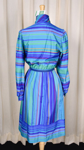 1980s Striped Secretary Dress Cats Like Us