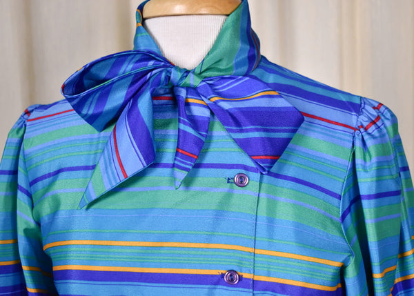 1980s Striped Secretary Dress Cats Like Us