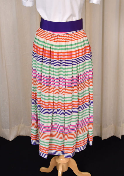 1980s Striped Silk Maxi Skirt Cats Like Us