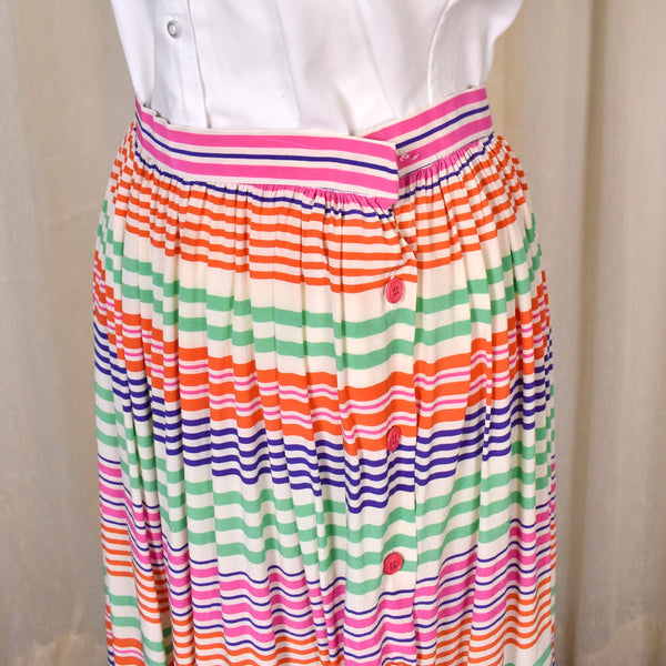 1980s Striped Silk Maxi Skirt Cats Like Us