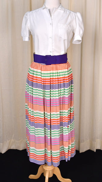1980s Striped Silk Maxi Skirt Cats Like Us