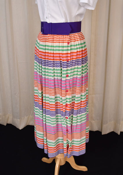 1980s Striped Silk Maxi Skirt Cats Like Us