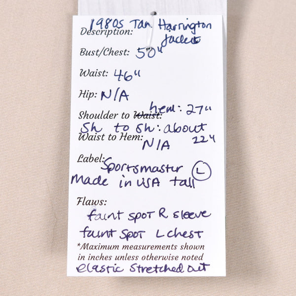 1980s Tan Harrington Jacket Cats Like Us